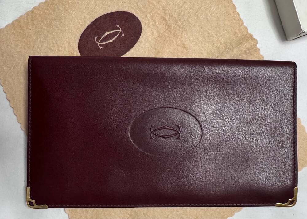 Vintage Must de Cartier Bordeaux Leather Long Wallet